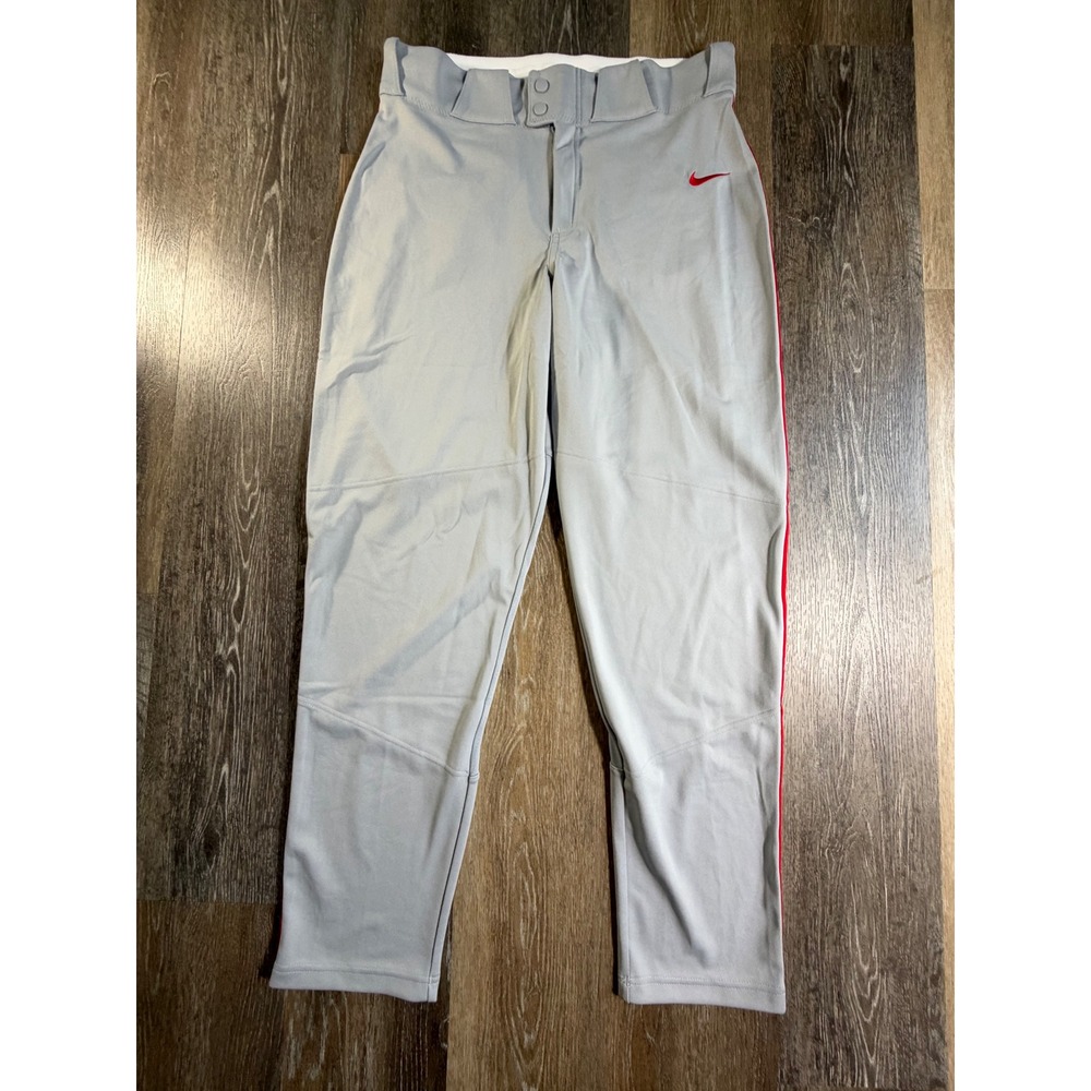 Nike Baseball Pants Mens Large Gray Red Stripe Team Engineered Athletic 5521